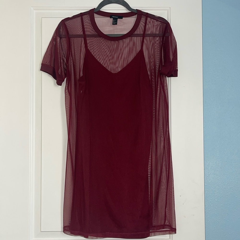 Maroon sheer dress
